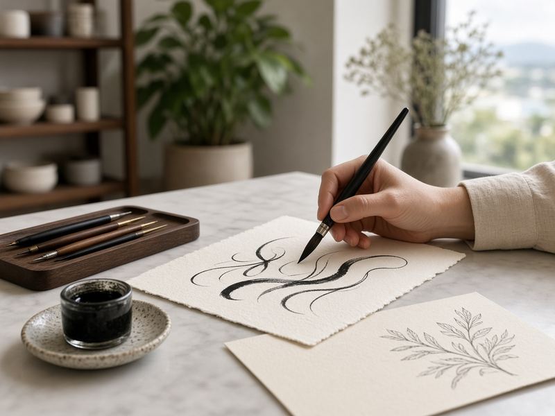 Brush lettering at Studio Steady Vortex